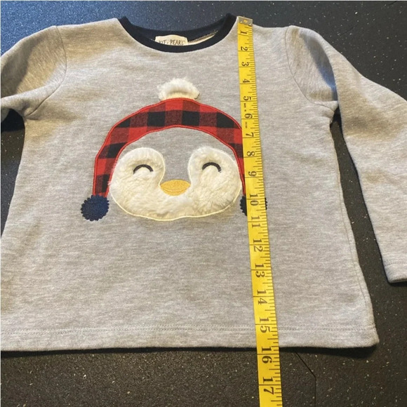 Kit + Pearl Shirt Kids top Snow Penguin Long Sleeve Size 4T Gray & Red Cute - Picture 5 of 8